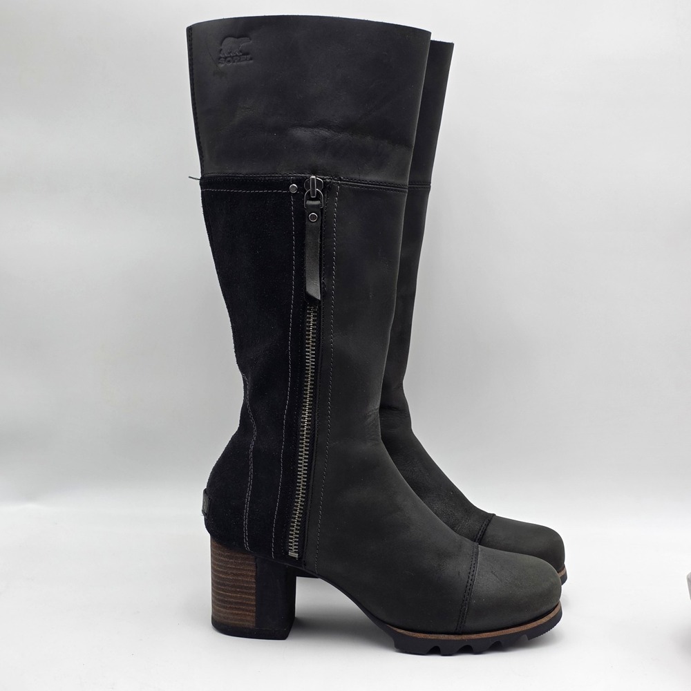 Sorel "Addington" Tall Waterproof Full-Grain Leather Women's Boots 8.5 Black